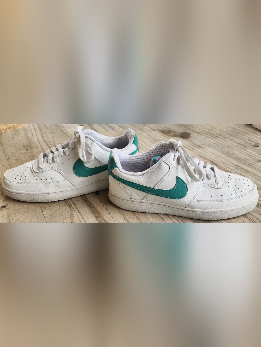Nike Women’s White Sneakers with Teal Swoosh